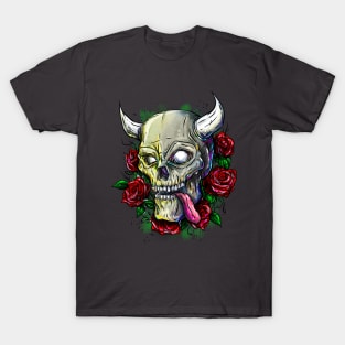 Skull with red roses T-Shirt